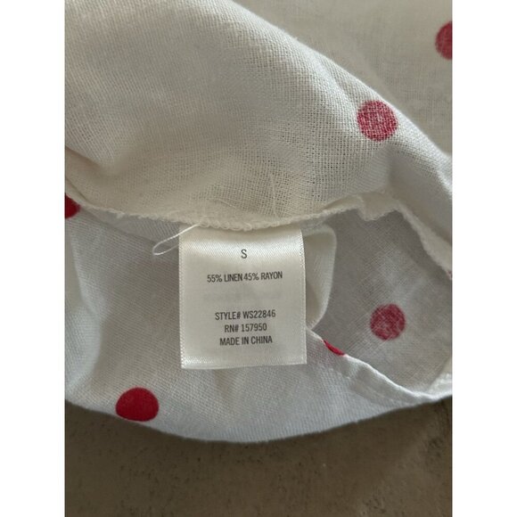 Mi Ami Francesca’s Piper Cold Shoulder Red White Polka Dot Ruffle Top Sz S Linen - Picture 12 of 12